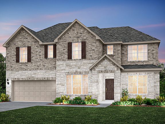 The Oak Grove, a two-story home with 2-car garage, shown as Home Exterior D