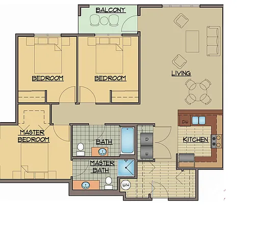 Floor plan 3BD, 2BTH A