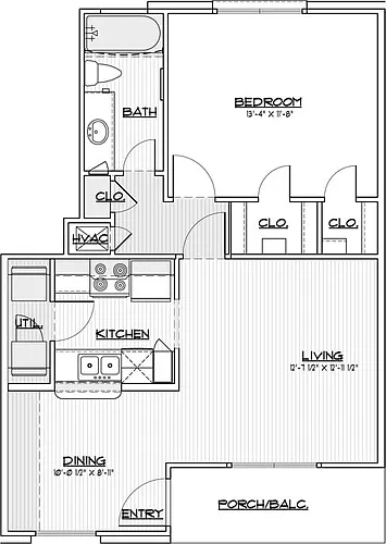 Floor plan 1 Bed 1 Bath A