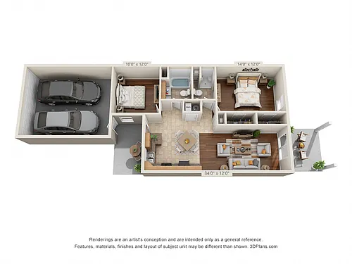 Floor plan Phase 2 Two Bedroom, Two Bath