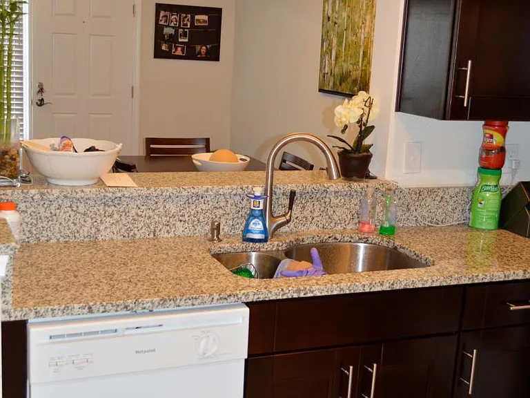 Kitchen with granite countertops