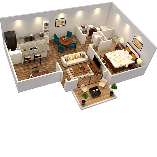 Floor plan 1X1 Cypress A3U