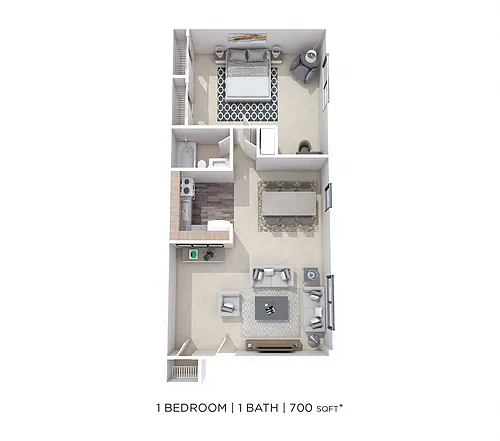 Floor plan One Bedroom - 700 sqft