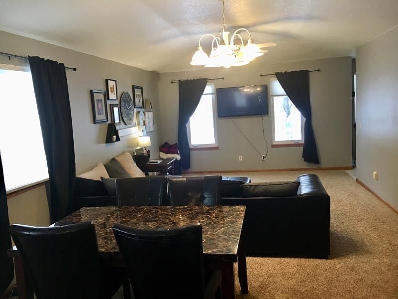 Open living room with dining area