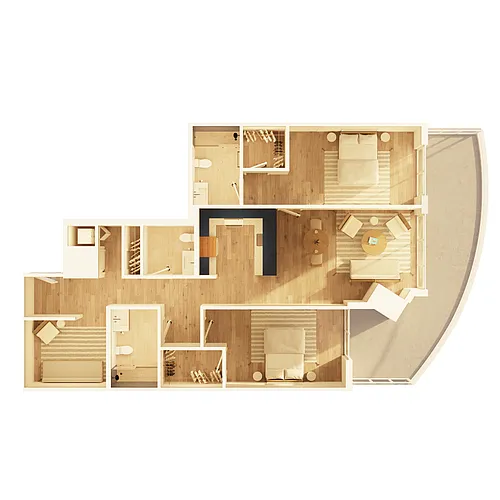Floor plan 2 BD + Den Type C (B06D)