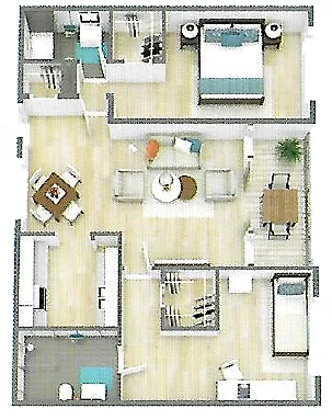 Floor plan Two Bedroom Two Bath