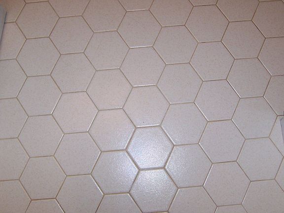 Tile floor in bathroom