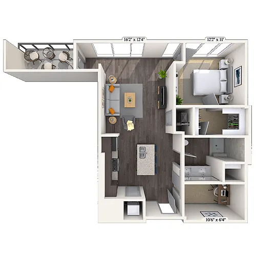 Floor plan Traditional 1x1 859-866 SF