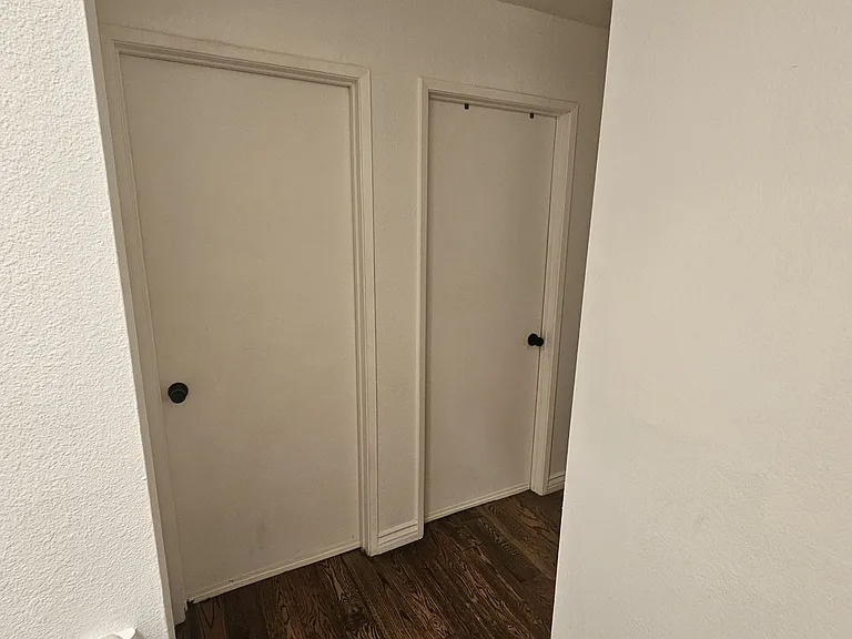 The door on the right is your room. The one on the left is your roommate.