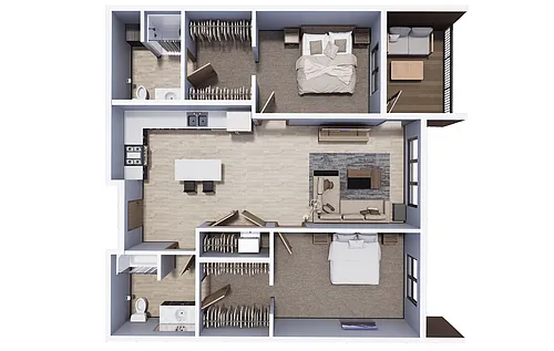 Floor plan 2 Bedroom | 2 Bath