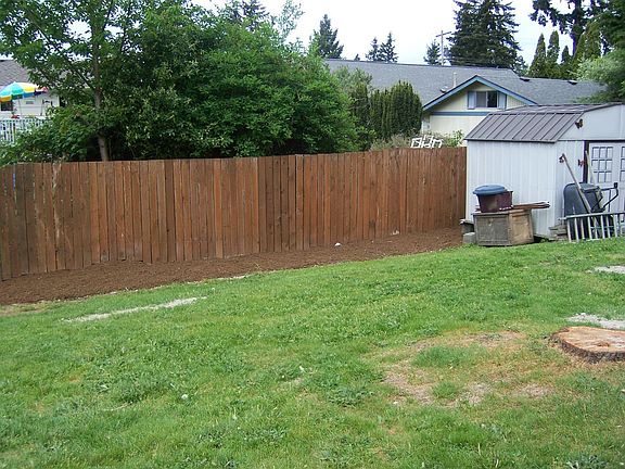 fully fenced backyard