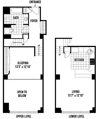 Floor plan 1 Bedroom Loft N