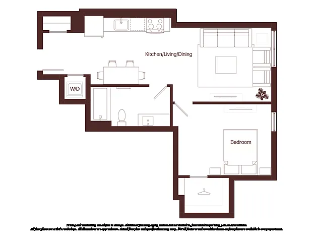 Floor plan 1 Bed - 1 Bath | a02