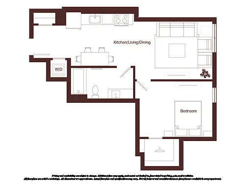 Floor plan 1 Bed - 1 Bath | a02