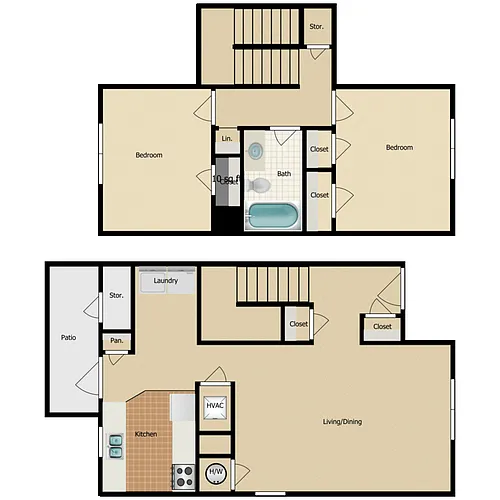 Floor plan 2 Bedroom 1 Bath