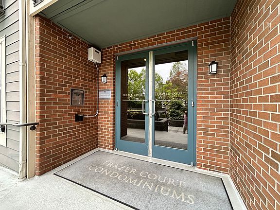 Residence entrance with call box.
