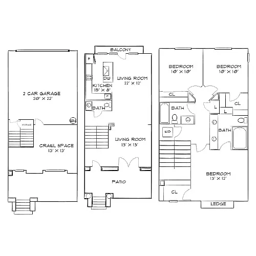 Floor plan Design 3A Townhome