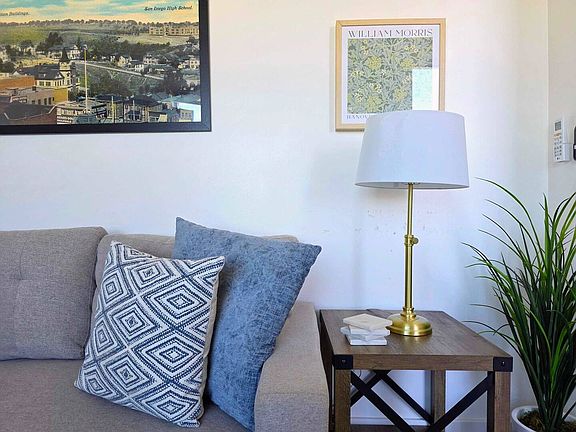 Living room (sofa bed, AC, TV, ceiling fan)