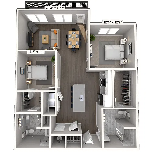 Floor plan B2 2x2 1212 SF-FP