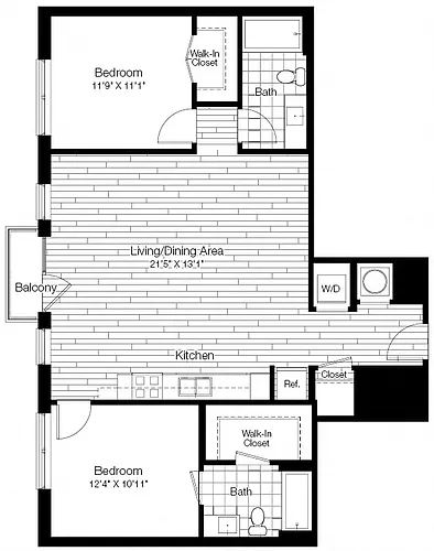 Floor plan 2 Bed/2 Bath-2C
