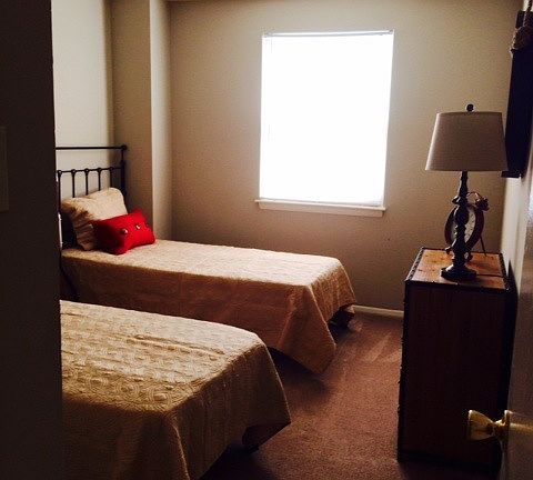 Two twin beds fit in smaller room!