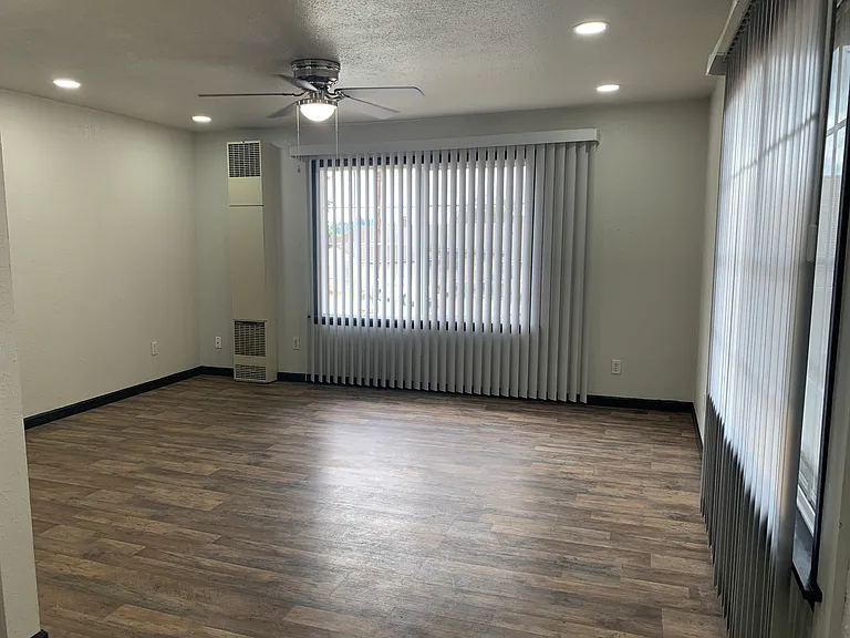 View of living room from kitchen/dining area