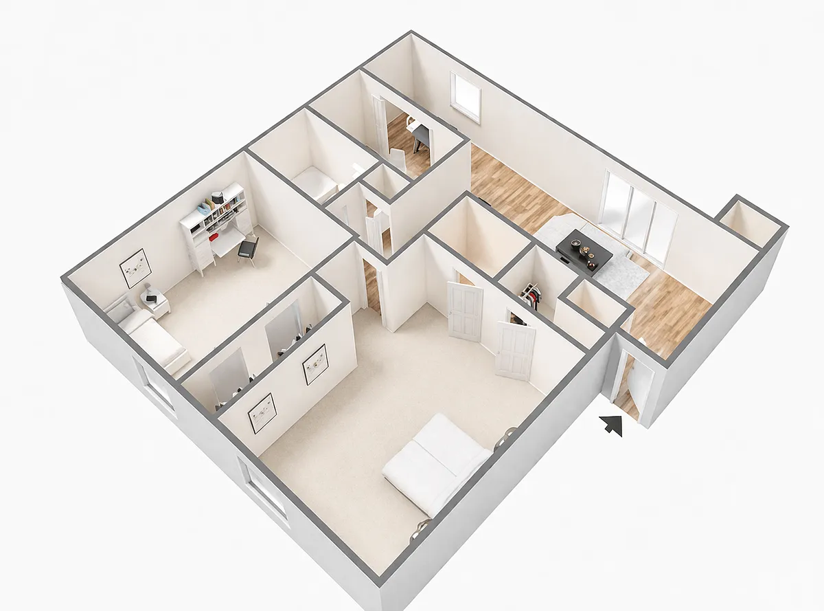 Floor plan 2 BR, 2 Bath