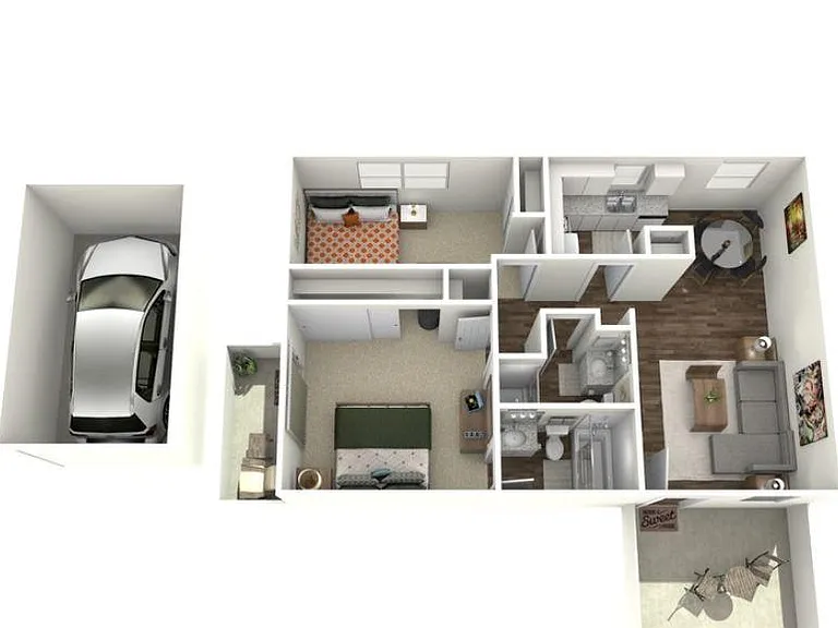 2 Bedroom 2 Bath Upstairs
