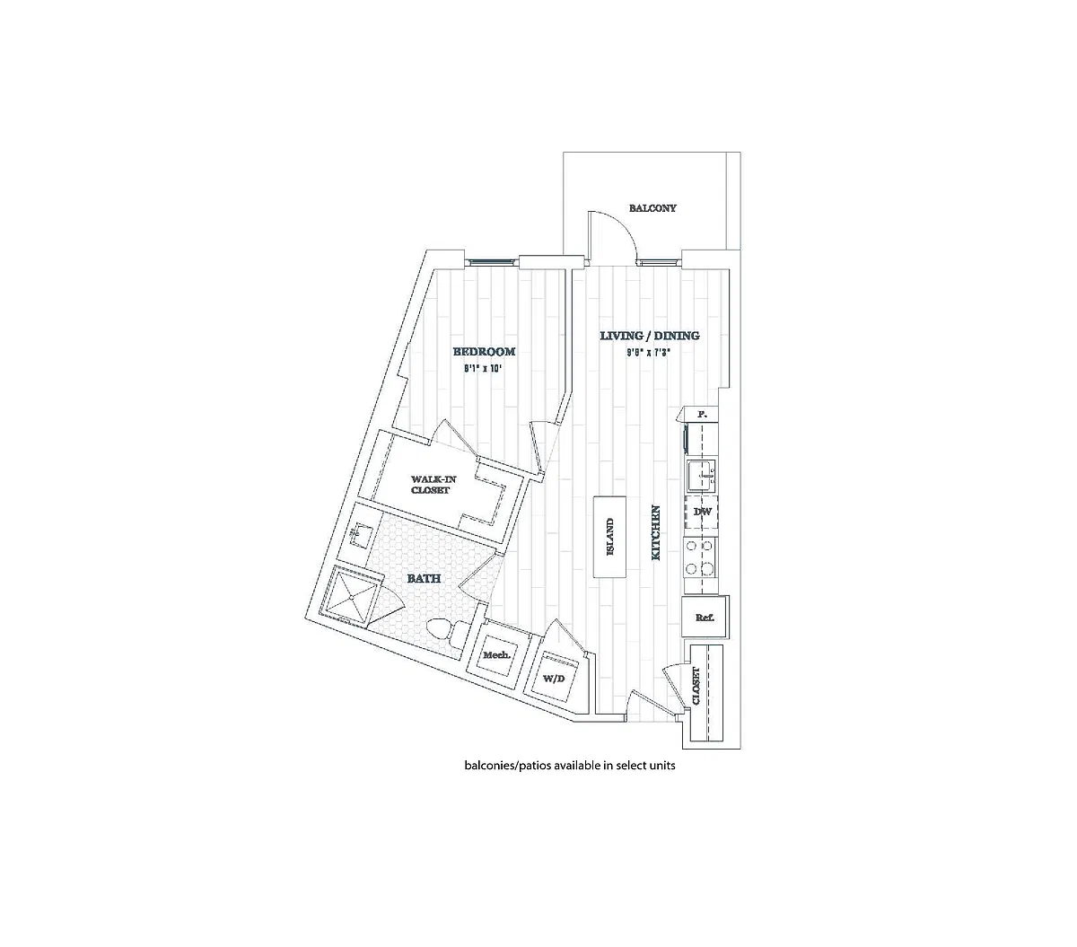 Floor plan 1 Bed - 1 Bath | a04a