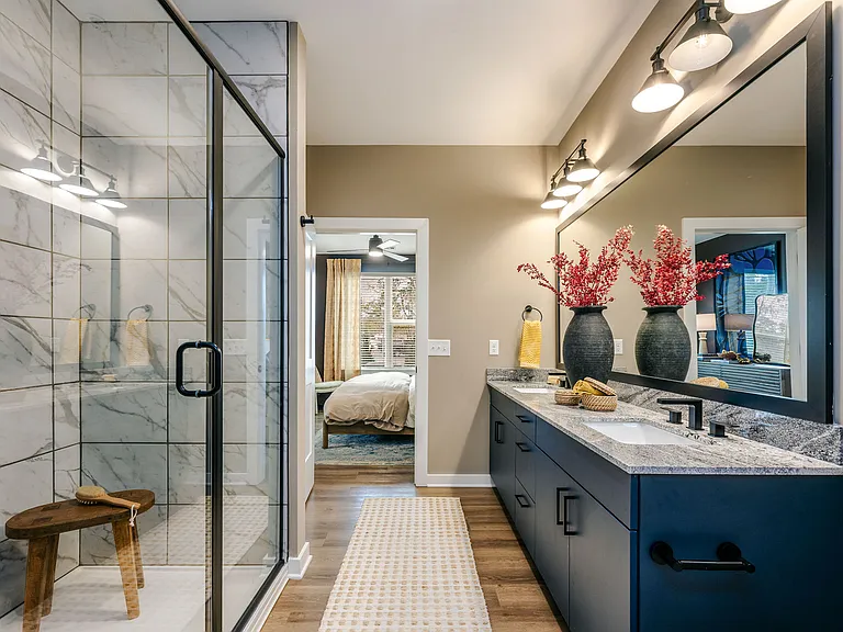 Luxe bathrooms with sleek granite counters