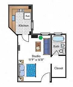 Floor plan Renovated Studio 08 Tier