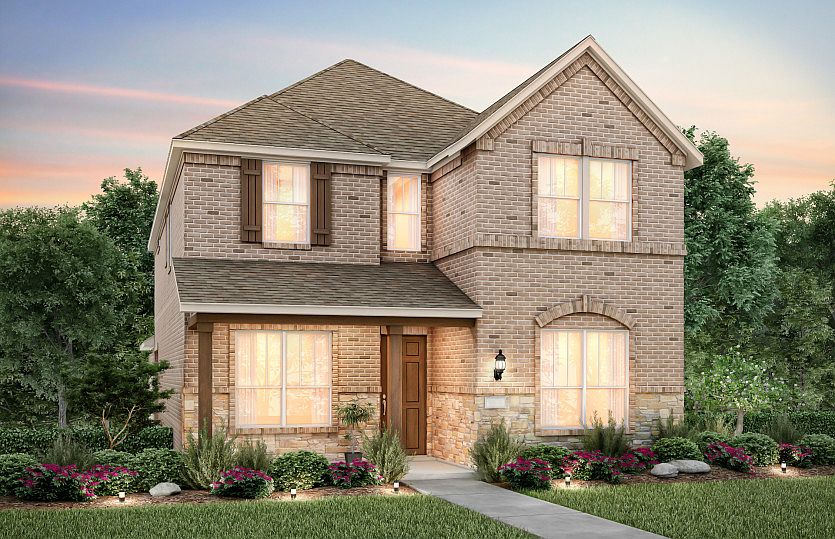 The Courtyard, with covered front porch and 2-car rear entry garage, shown as Exterior B