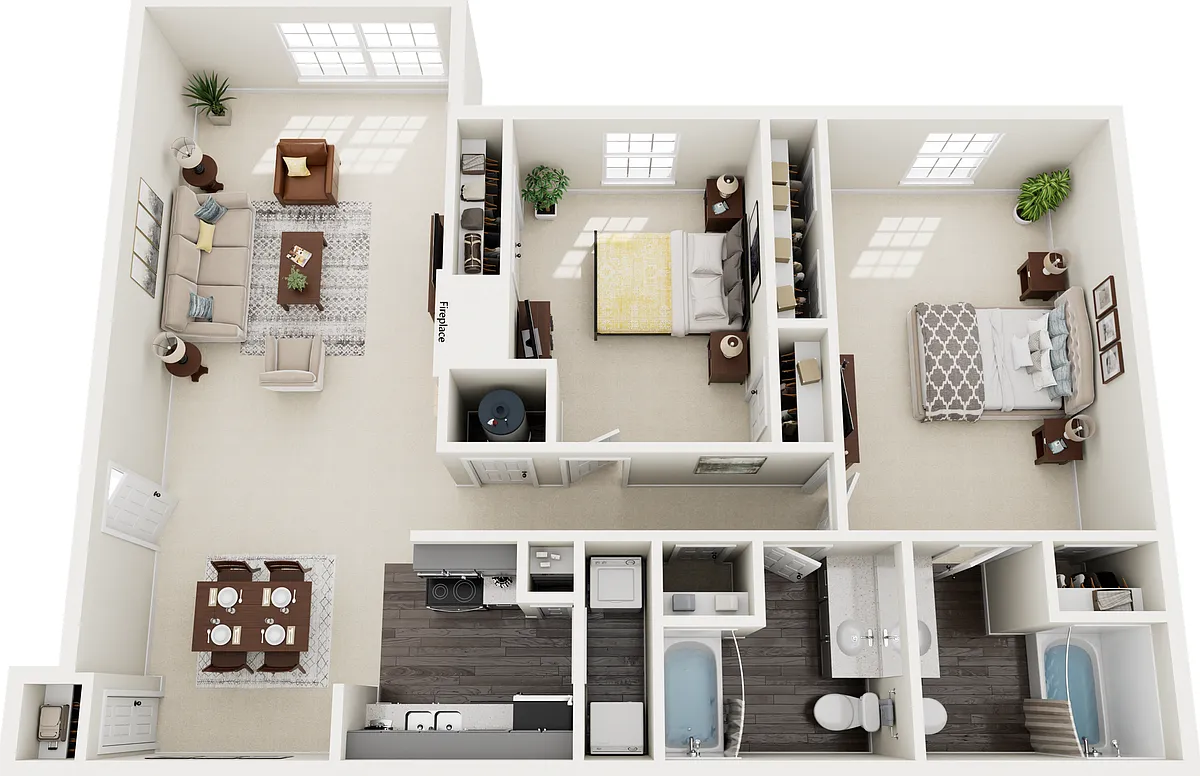 Floor plan 2/2 1242sf