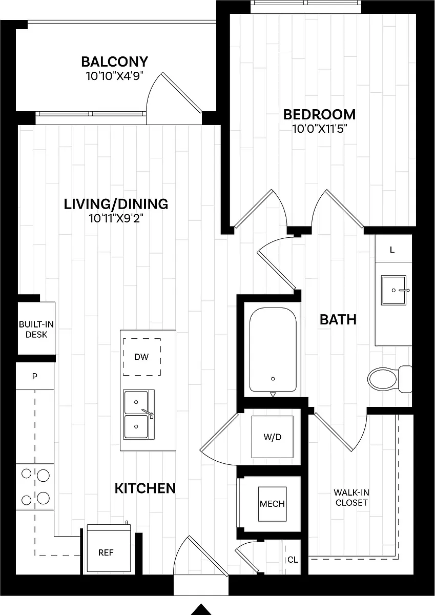Floor plan 1 Bed/1 Bath-A1.1.120 WDU