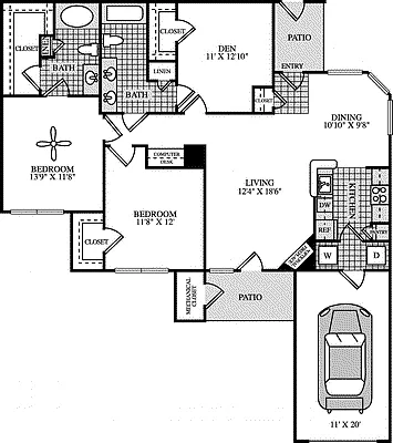 Floor plan Venice (Den and Garage)