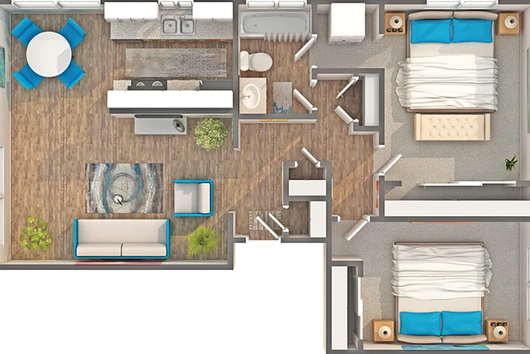 River | 2-Bedroom Floorplan River | 2-Bedroom Floorplan