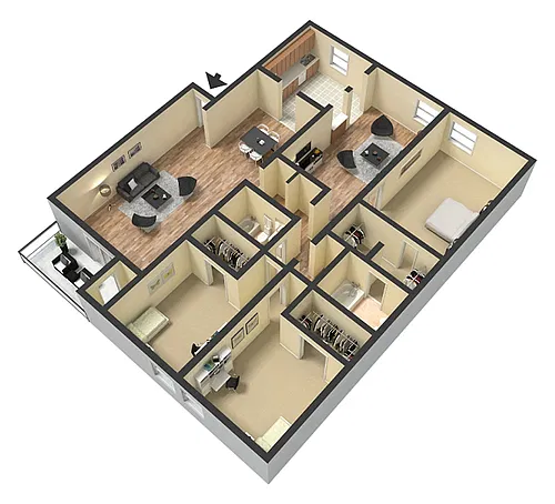 Floor plan Presidential 3 - W/D Machines