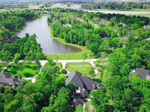Aerial view showcasing the home located within the Shiloh Lake Estates acreage community.