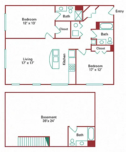 Floor plan *Phase Two* 2 Bedroom Townhome with Basement