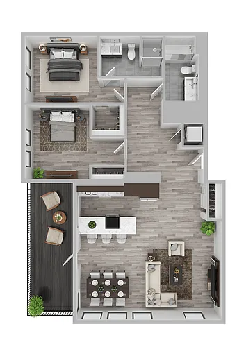 Floor plan Cascara - 2 Bed D Medium Patio (Diamond)
