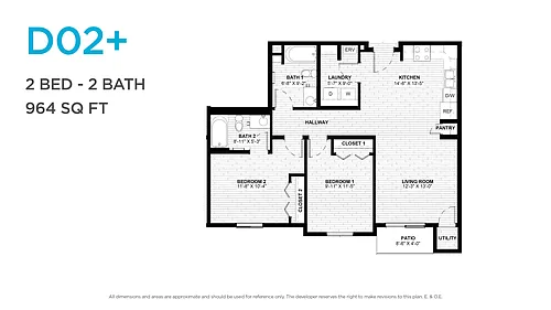 Floor plan Two Bedroom Two Bath