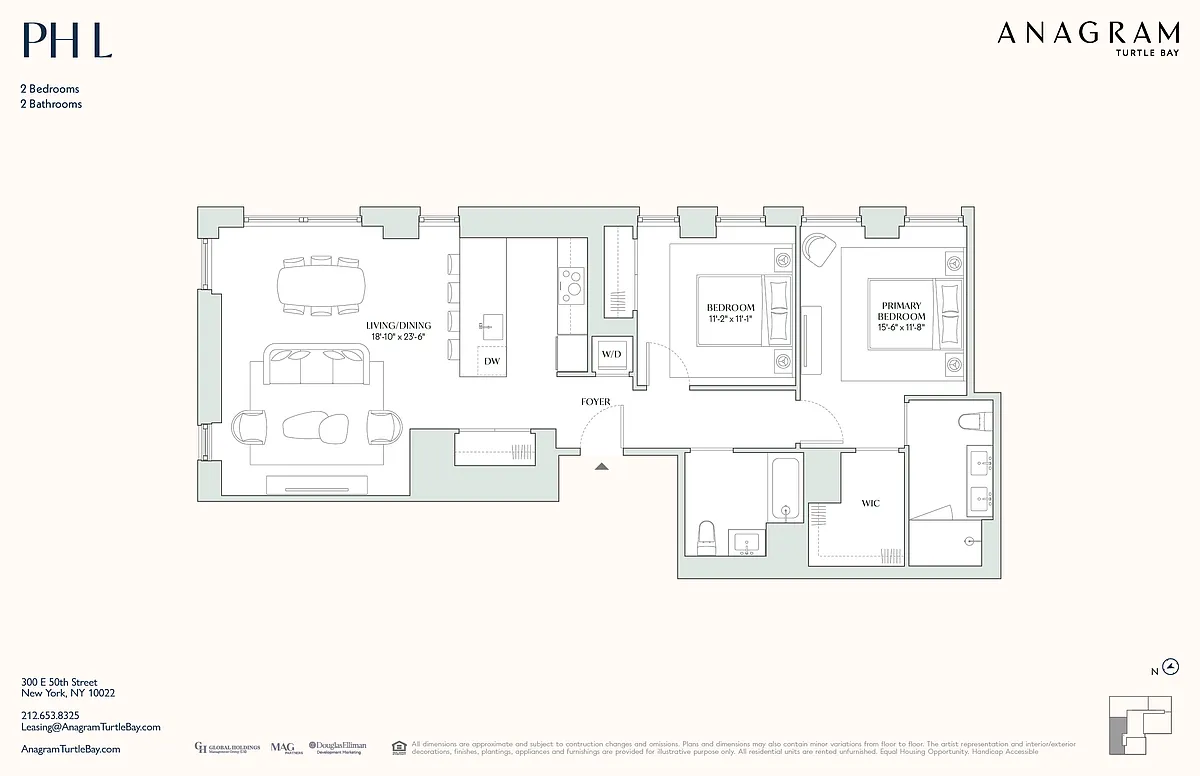 Floor plan 2 Bedroom PHL