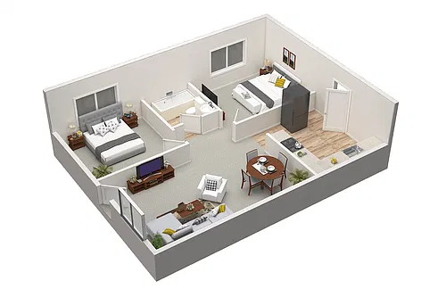 Floor plan 2 Bedroom 1 Bath