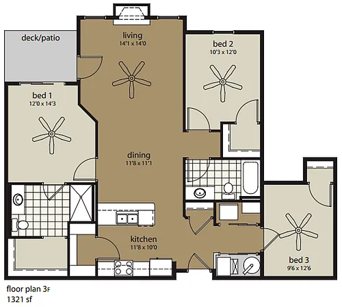 Floor plan 3H 1320 sf