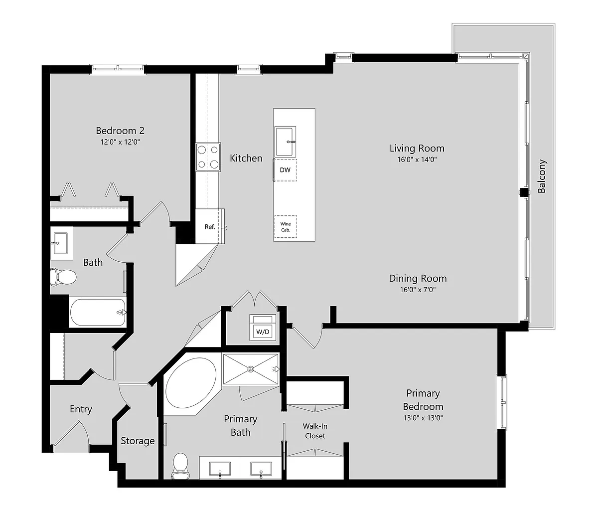 Floor plan 2 Bed 2 Bath Flat B