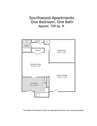Floor plan 1 Bedroom 1 Bath_735 sq ft