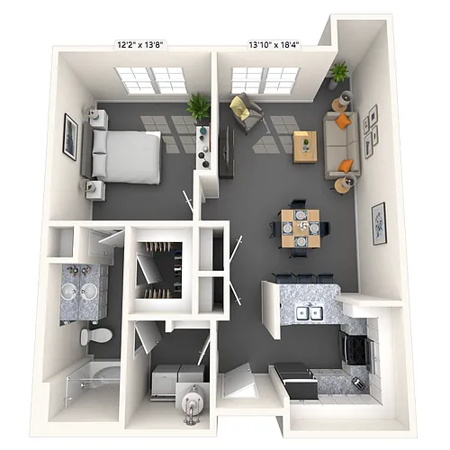 Floor plan Traditional 1x1 754-920 SF