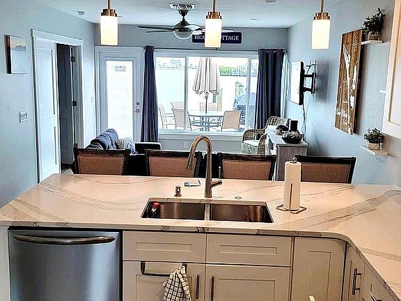 Kitchen overlooking living room