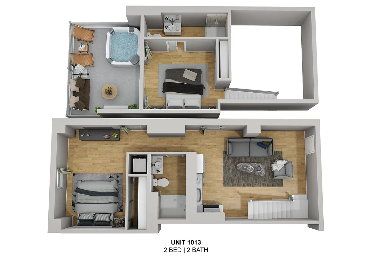 Floor plan Private Terrace Penthouse 2 Bed 2 Bath