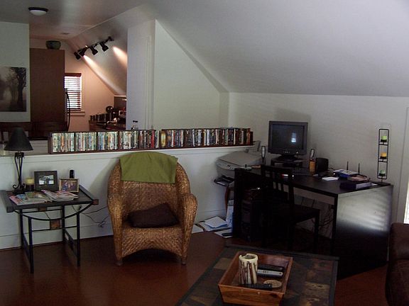 Living room looking into kitchen